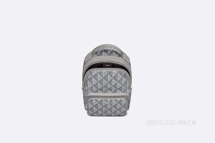 迷你 Rider 双肩背包 迪奥灰帆布 CD Diamond 图案