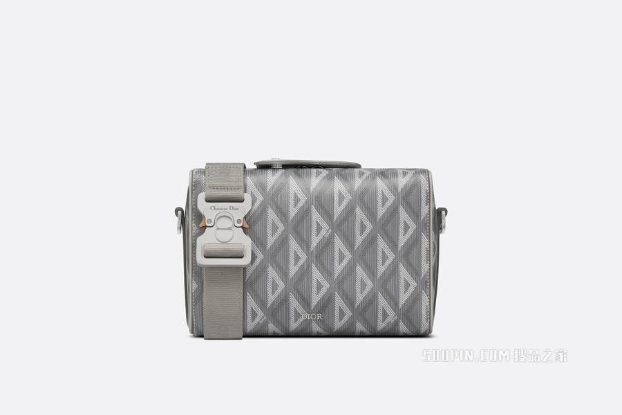 Dior Lingot 信使包 迪奥灰帆布和光滑牛皮革 CD Diamond 图案