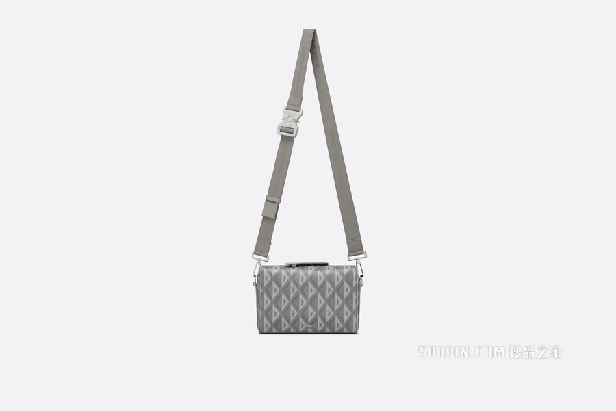 Dior Lingot 信使包 迪奥灰帆布和光滑牛皮革 CD Diamond 图案