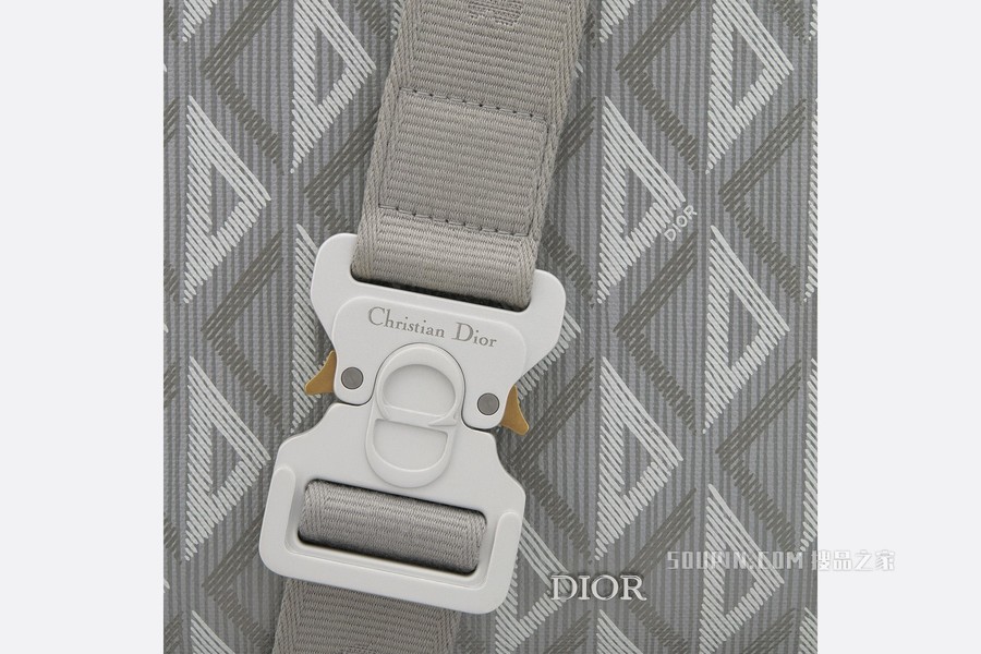 Dior Lingot 信使包 迪奥灰帆布和光滑牛皮革 CD Diamond 图案