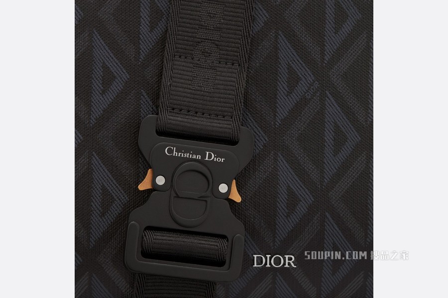 Dior Lingot 信使包 黑色帆布和光滑牛皮革 CD Diamond 图案