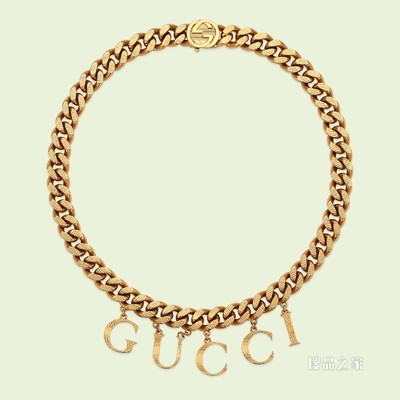 饰手写体GUCCI项链 黄金色调金属