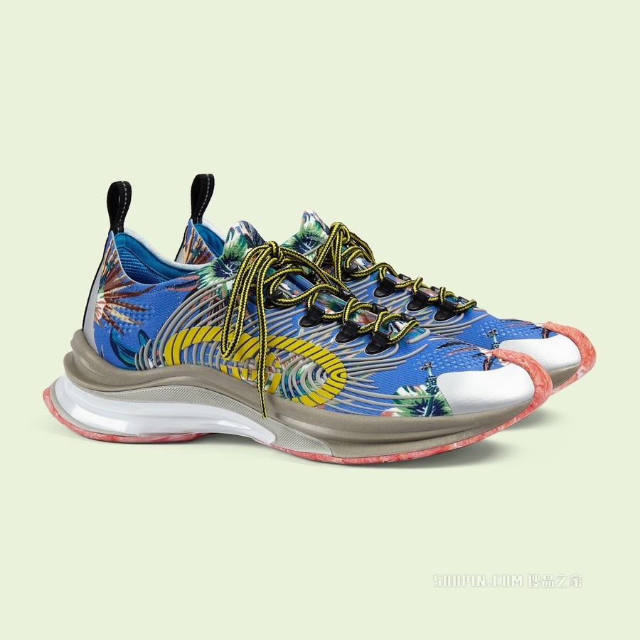 Gucci Run男士花卉运动鞋 多色平纹针织