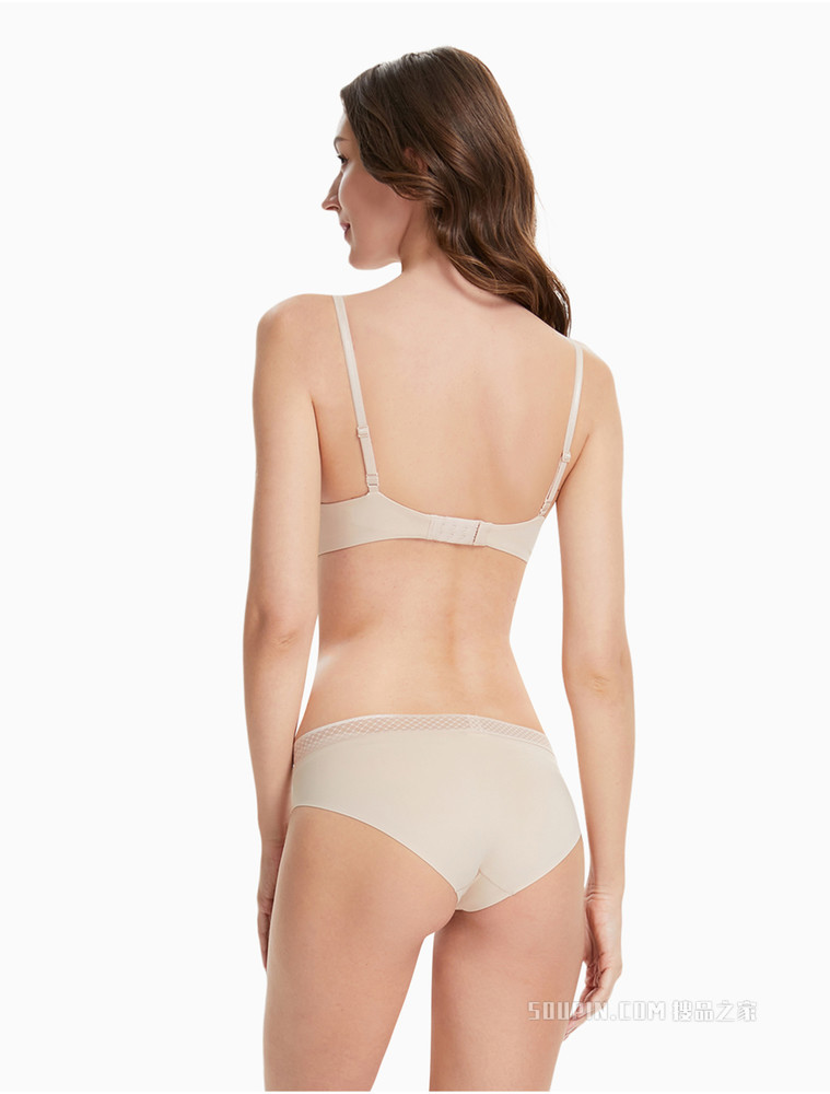 Calvin Klein 女士时尚拼接蕾丝腰边性感三角舒适透气贴身内裤QF6308AD