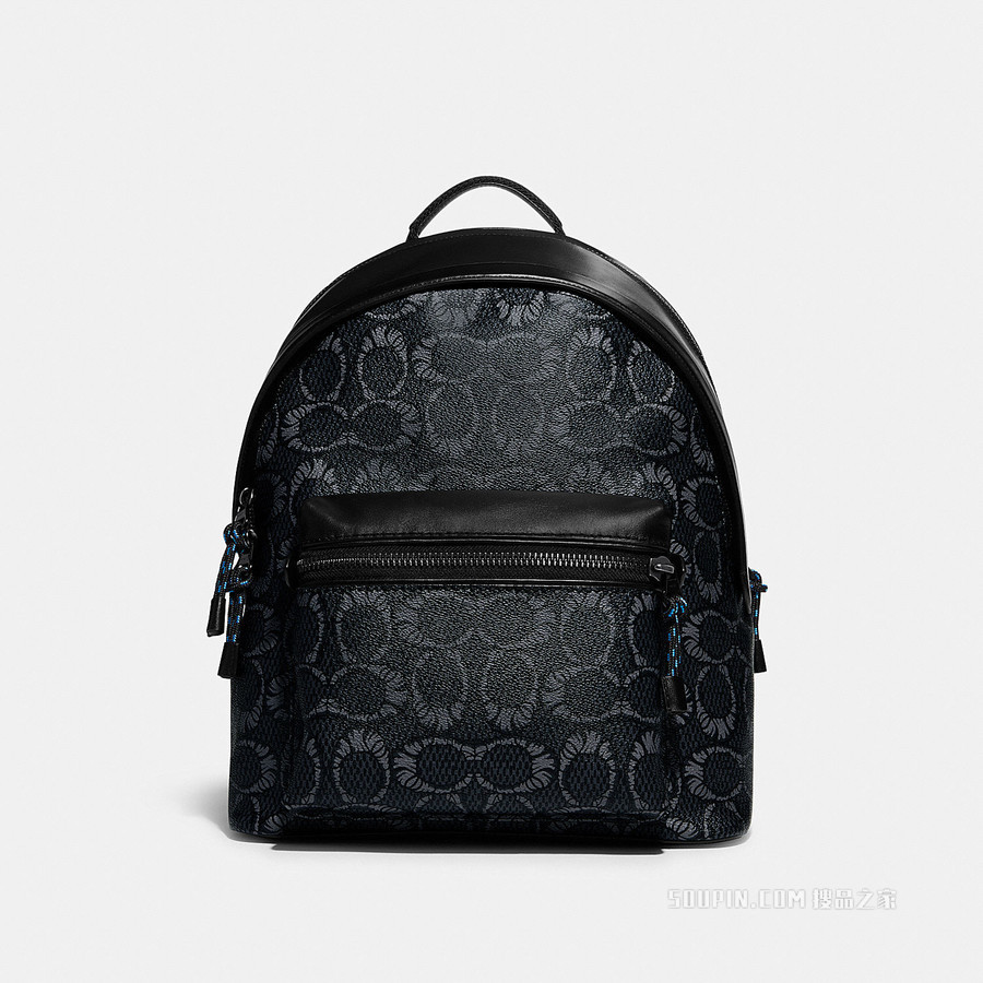 COACH X MICHAEL B. JORDAN干化 经典标志帆布 CHARTER 双肩包 炭黑色
