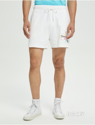 【彩虹系列】Calvin Klein 22春夏新品男士松紧腰纯棉印花LOGO短裤J321500