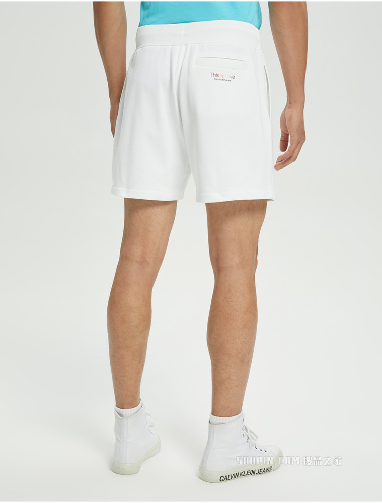 【彩虹系列】Calvin Klein 22春夏新品男士松紧腰纯棉印花LOGO短裤J321500
