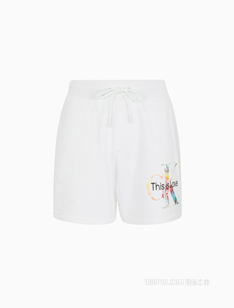 【彩虹系列】Calvin Klein 22春夏新品男士松紧腰纯棉印花LOGO短裤J321500