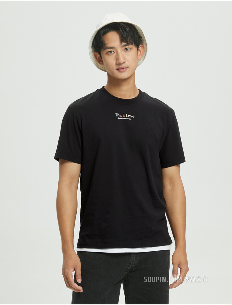 【彩虹系列】Calvin Klein 22春夏新品男士纯棉绚丽彩纹印花短袖T恤J321589