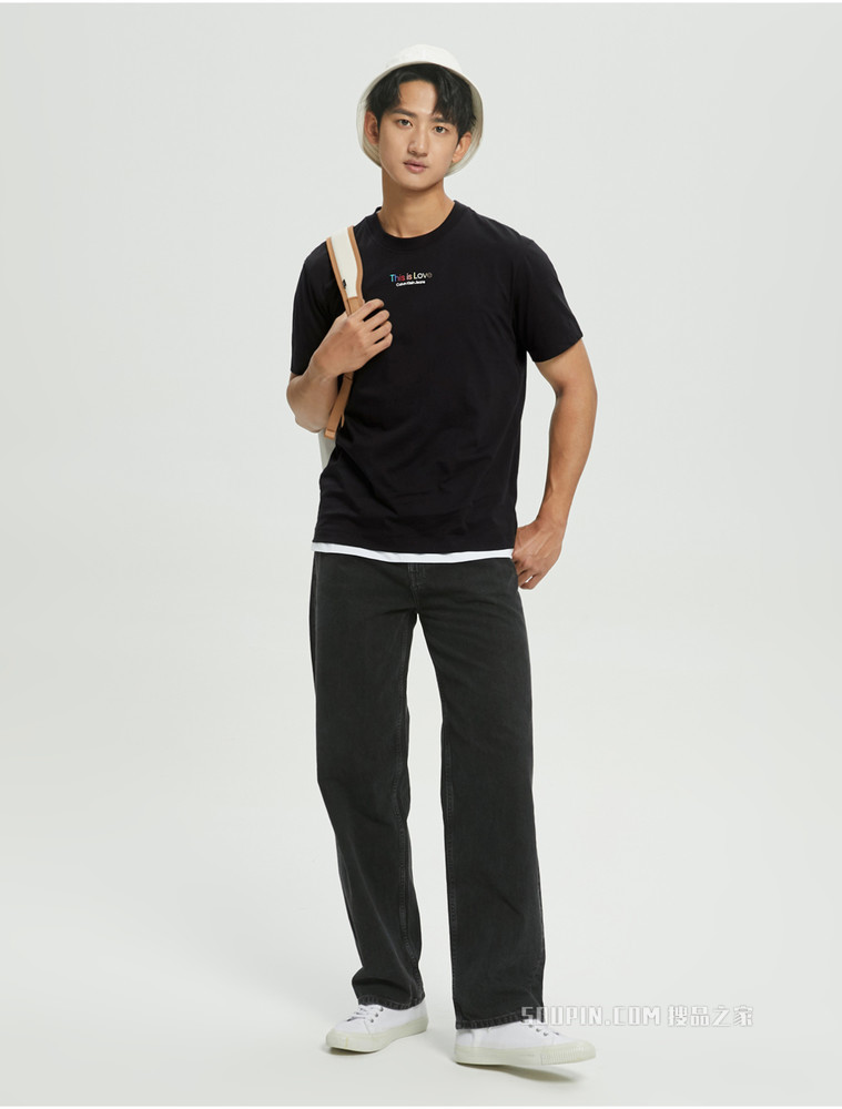【彩虹系列】Calvin Klein 22春夏新品男士纯棉绚丽彩纹印花短袖T恤J321589