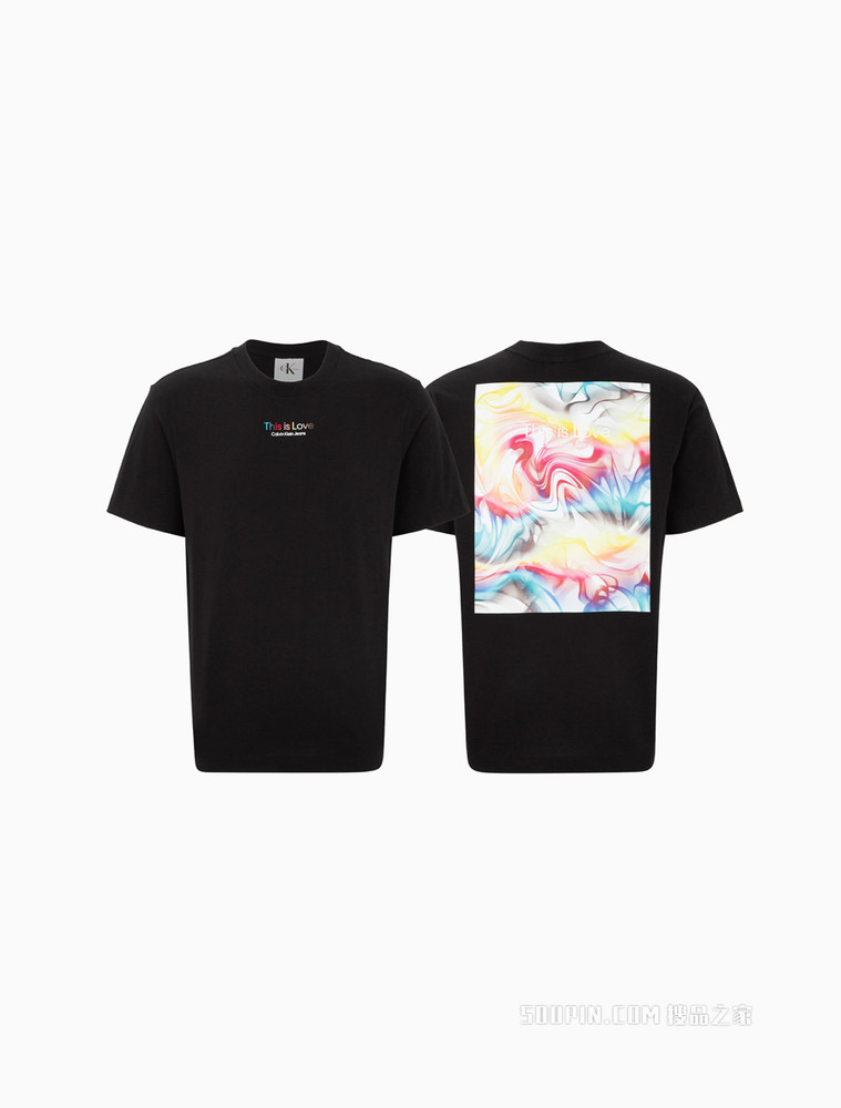 【彩虹系列】Calvin Klein 22春夏新品男士纯棉绚丽彩纹印花短袖T恤J321589