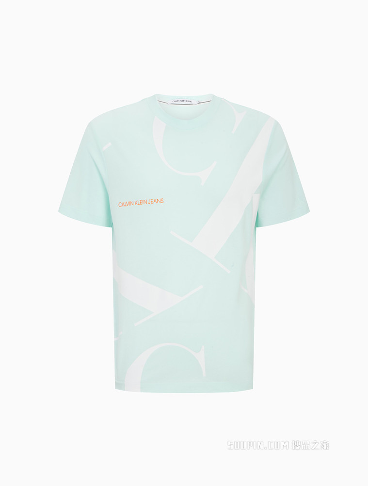 Calvin Klein 22春季新品男装时尚简约醒目LOGO印花纯棉圆领短袖T恤J317893