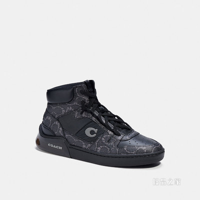 COACH X MICHAEL B. JORDAN 干化经典标志帆布CITYSOLE 高帮运动鞋 黑色/ 碳灰色