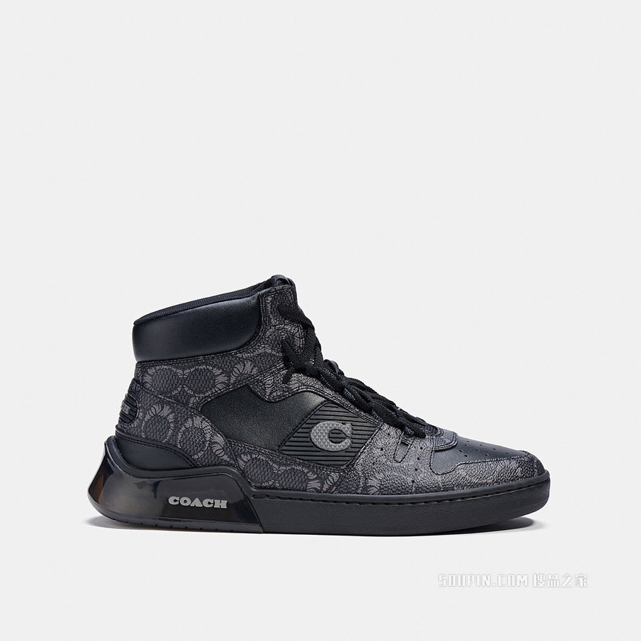 COACH X MICHAEL B. JORDAN 干化经典标志帆布CITYSOLE 高帮运动鞋 黑色/ 碳灰色
