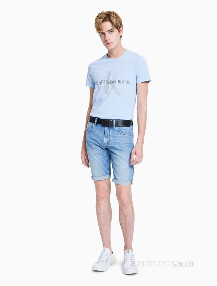Calvin Klein 男士经典潮流双面用压纹LOGO金属针扣牛皮皮带HC0606H4600