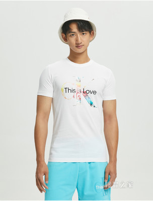 【彩虹系列】Calvin Klein 22春夏新品男士圆领纯棉字母印花短袖T恤J321488
