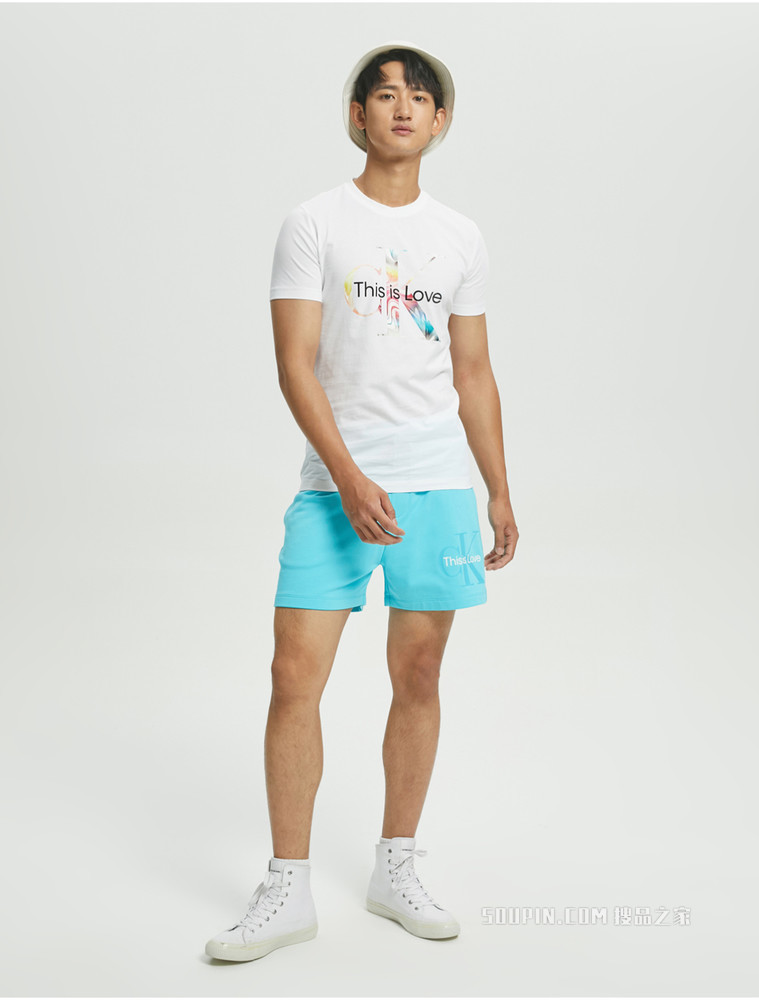 【彩虹系列】Calvin Klein 22春夏新品男士圆领纯棉字母印花短袖T恤J321488