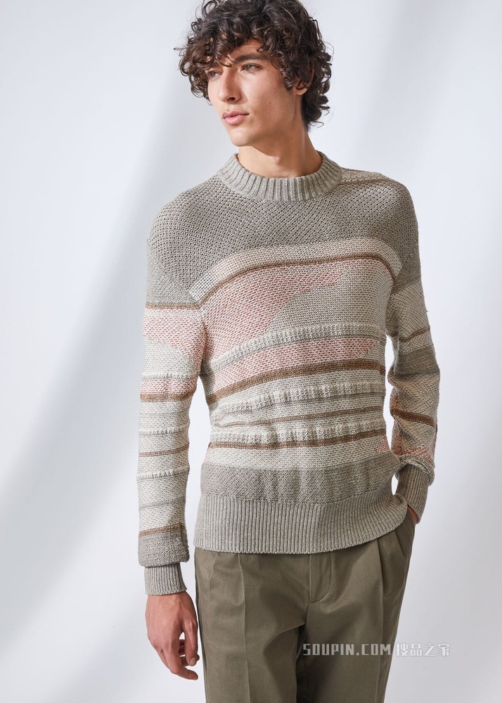 Knitgame 圆领针织衫 棉 , 亚麻, 桑蚕丝, 羊绒