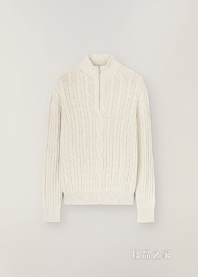 Clarendon 中领针织衫 亚麻, 小羊绒