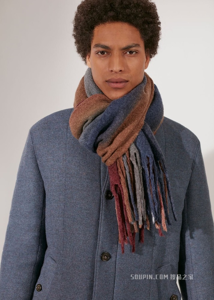 Grande Shades Stripes 围巾 桑蚕丝, 绵羊毛, 羊绒