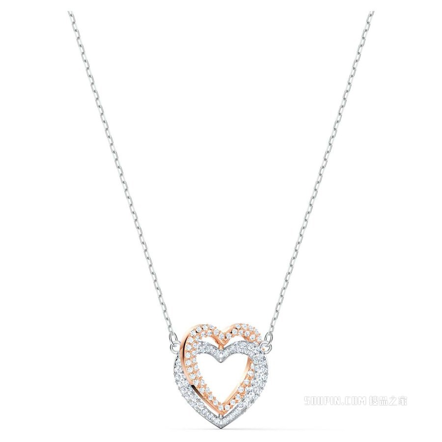 Swarovski Infinity 项链, 心形, 白色, 混合金属润饰