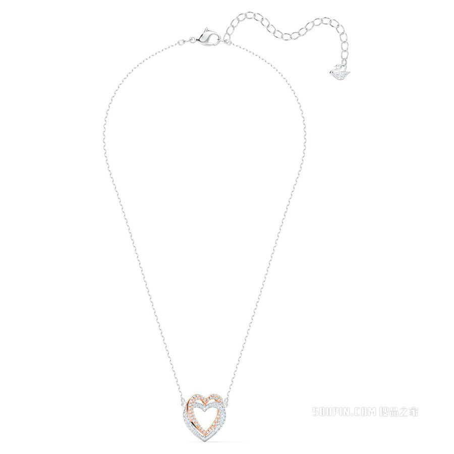 Swarovski Infinity 项链, 心形, 白色, 混合金属润饰