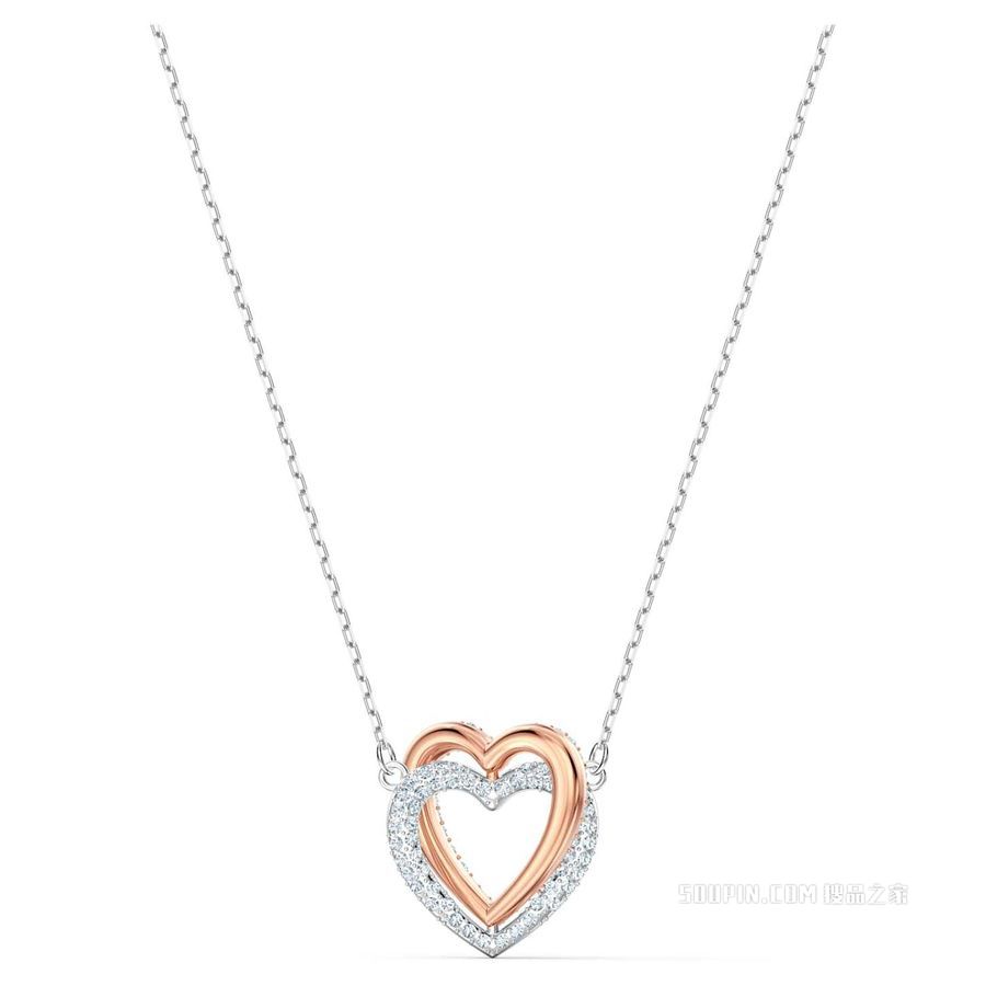 Swarovski Infinity 项链, 心形, 白色, 混合金属润饰