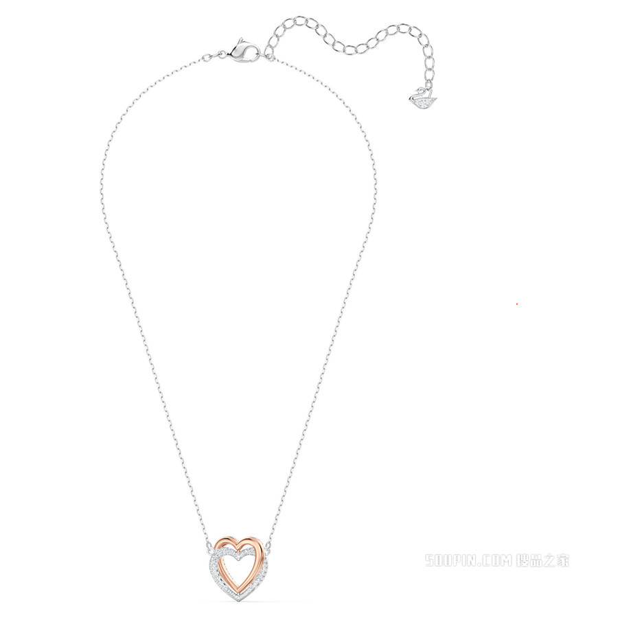 Swarovski Infinity 项链, 心形, 白色, 混合金属润饰