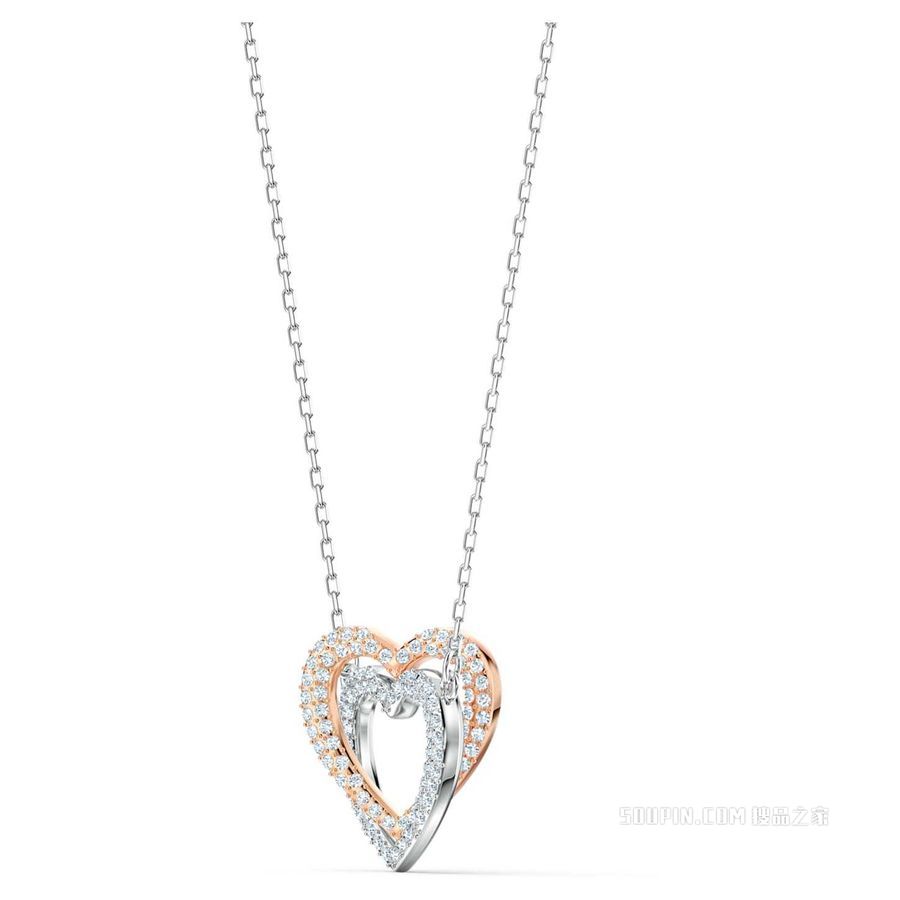 Swarovski Infinity 项链, 心形, 白色, 混合金属润饰