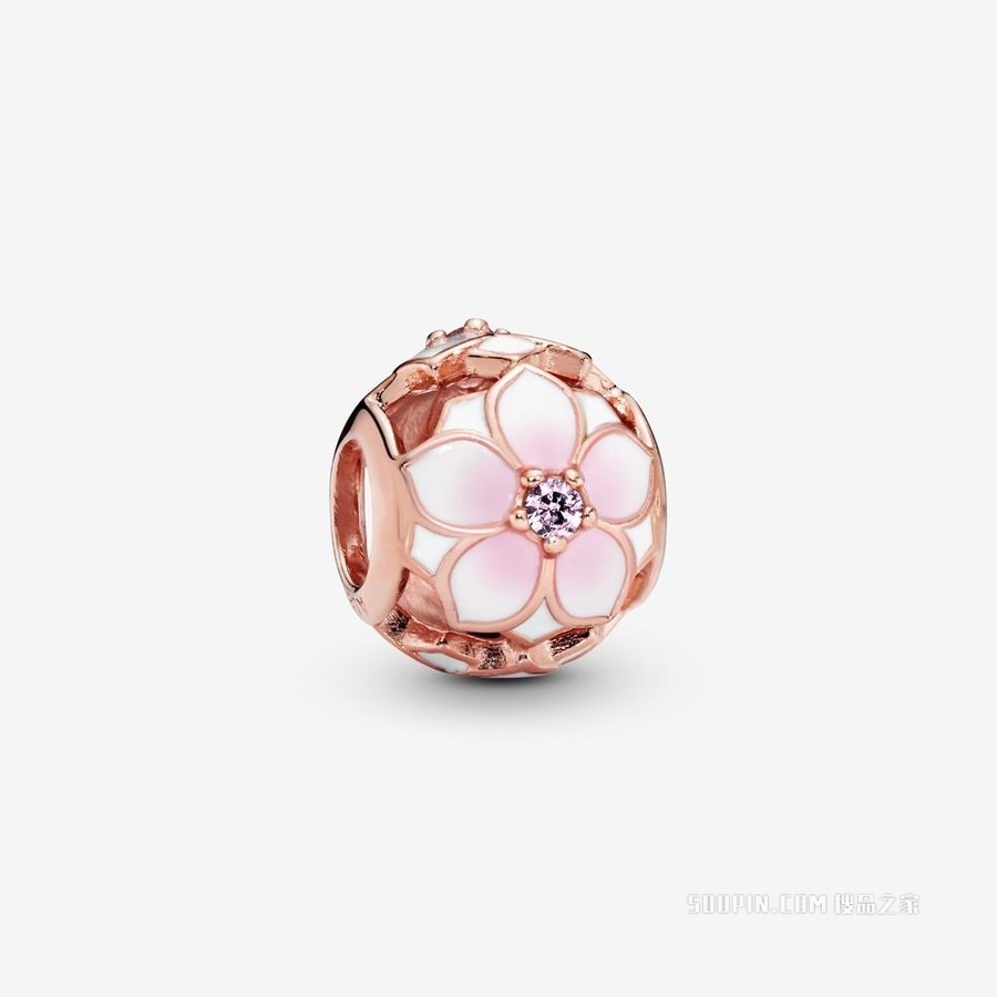 镂空粉色玉兰花串饰