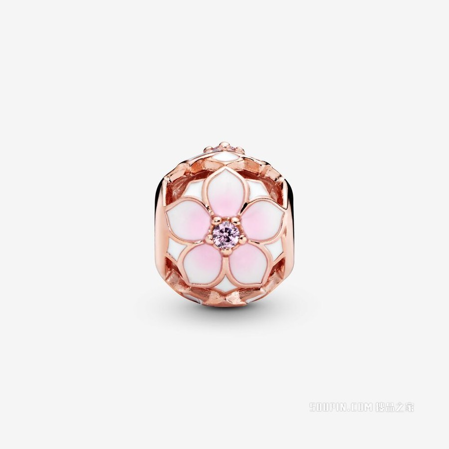 镂空粉色玉兰花串饰