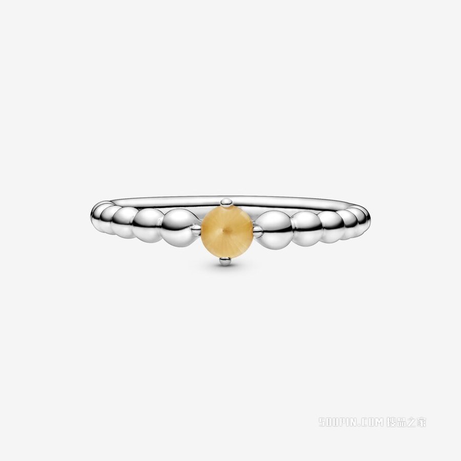蜜色饰珠戒指