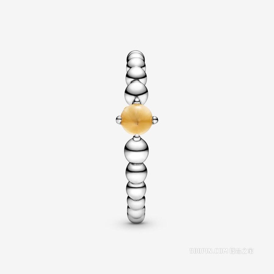 蜜色饰珠戒指