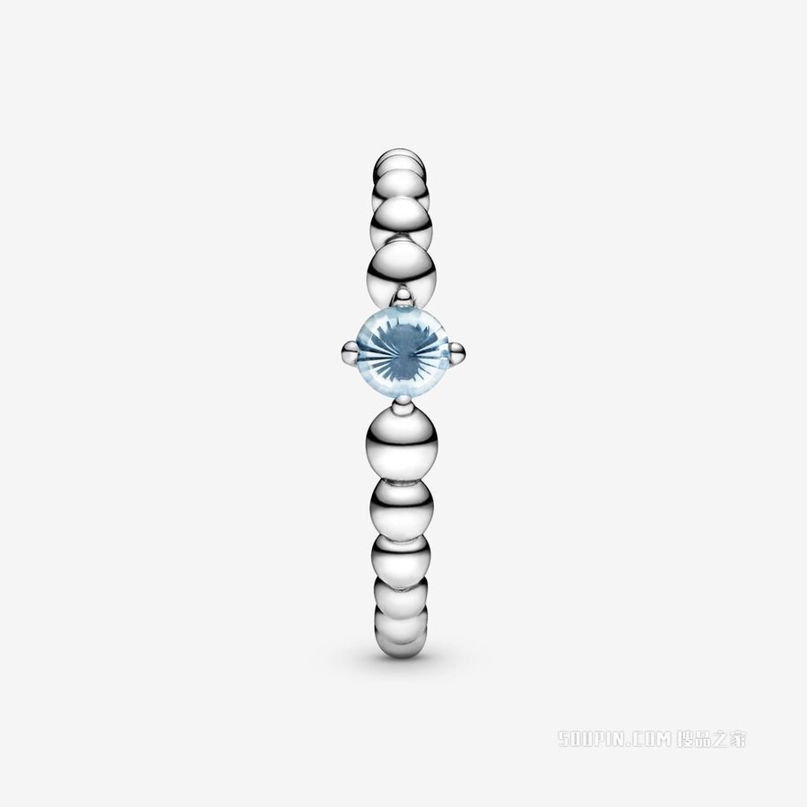 水蓝饰珠戒指