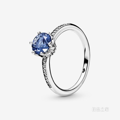 蓝色宝石闪耀皇冠戒指