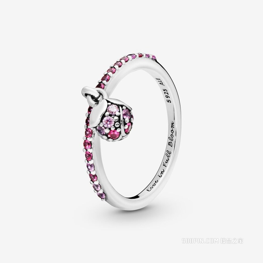 粉色桃花花蕾戒指