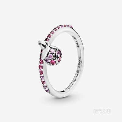 粉色桃花花蕾戒指