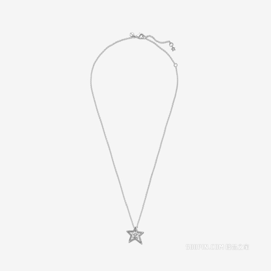Pavé密镶不对称星星锁骨链