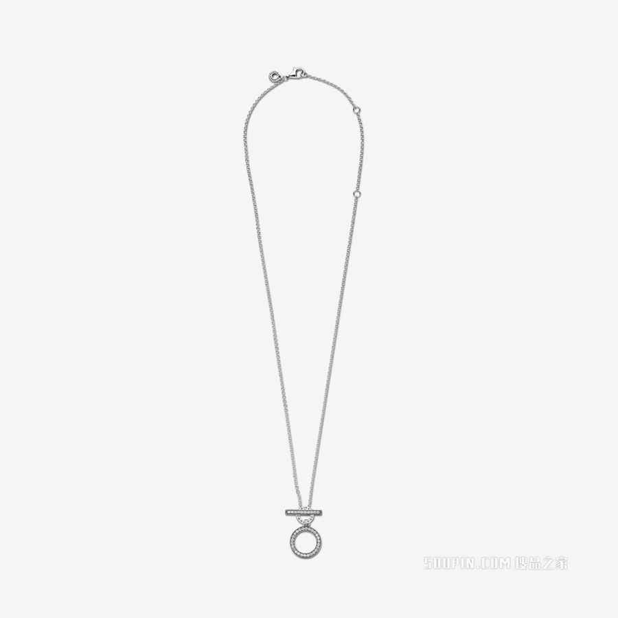 双环T形扣项链
