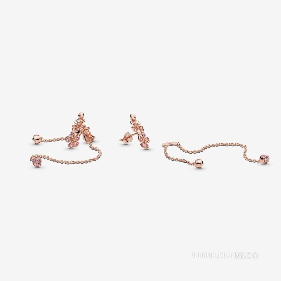 粉色桃花耳坠