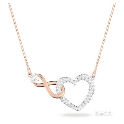Swarovski Infinity 项链, 无限和心, 白色, 混合金属润饰