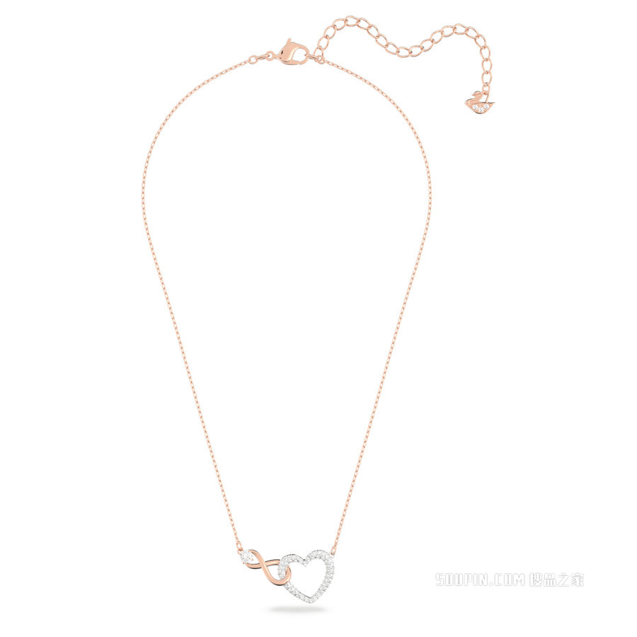 Swarovski Infinity 项链, 无限和心, 白色, 混合金属润饰