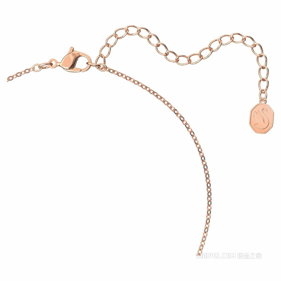 Swarovski Sparkling Dance 链坠, 圆形切割, 紫色, 镀玫瑰金色调