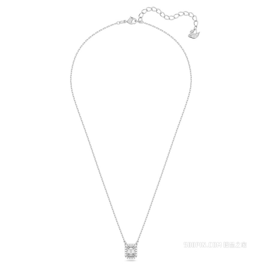 Millenia 项链, 八角形切割, 白色, 镀铑