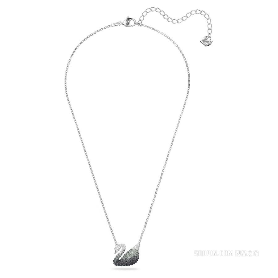Swarovski Iconic Swan 链坠, 天鹅, 小码, 灰色, 镀铑