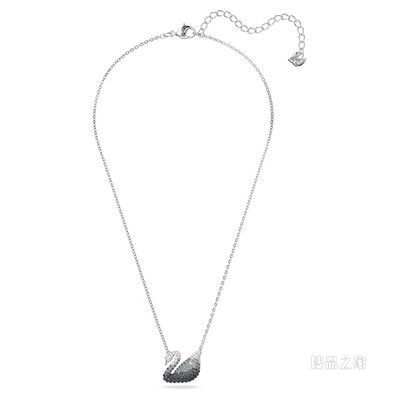 Swarovski Iconic Swan 链坠, 天鹅, 小码, 灰色, 镀铑
