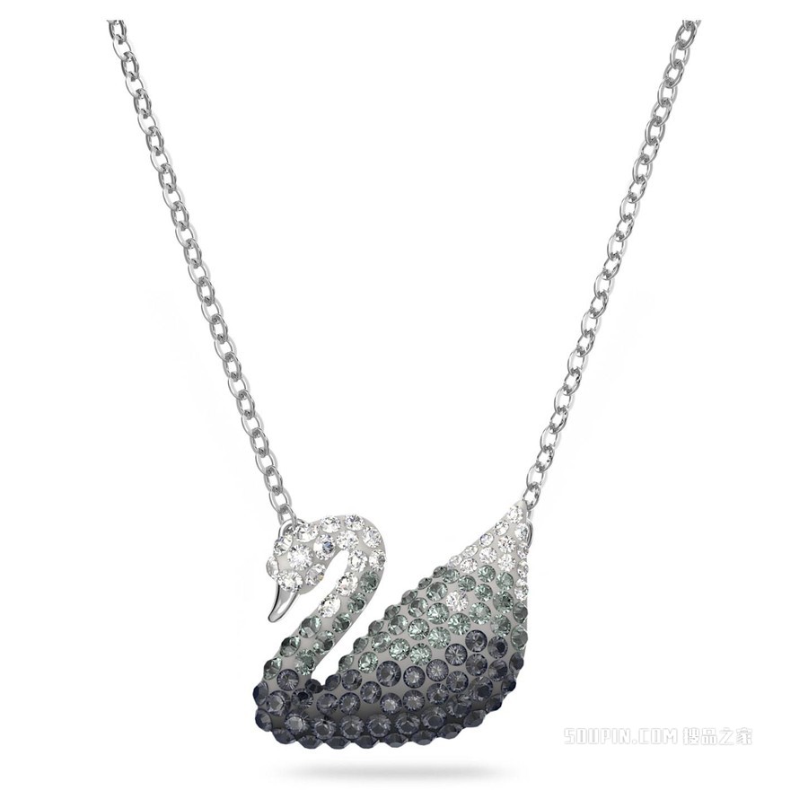 Swarovski Iconic Swan 链坠, 天鹅, 小码, 灰色, 镀铑