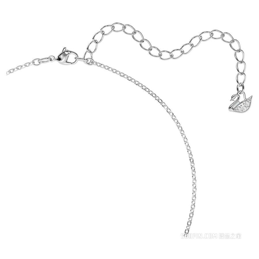 Swarovski Iconic Swan 链坠, 天鹅, 小码, 灰色, 镀铑