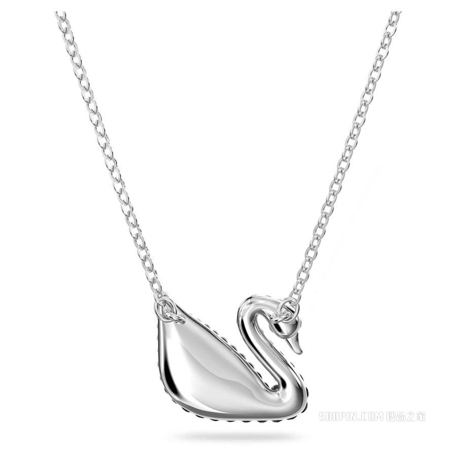 Swarovski Iconic Swan 链坠, 天鹅, 小码, 灰色, 镀铑