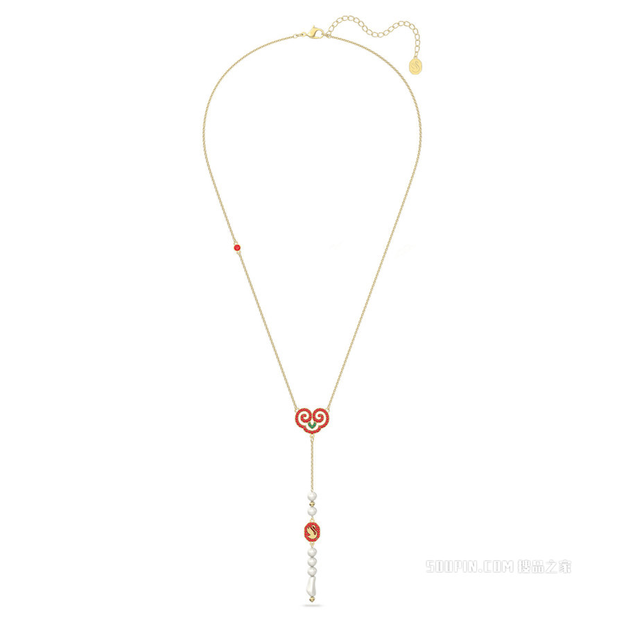 Gratia 链坠, 天鹅, 红色, 镀金色调